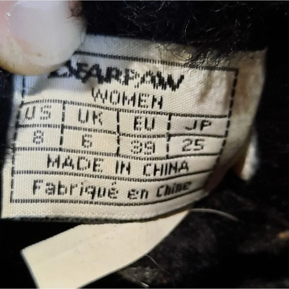 BearPaw Winter Boots Womans 8 Black Wool Suede Sheepskin Outdoor Preppy